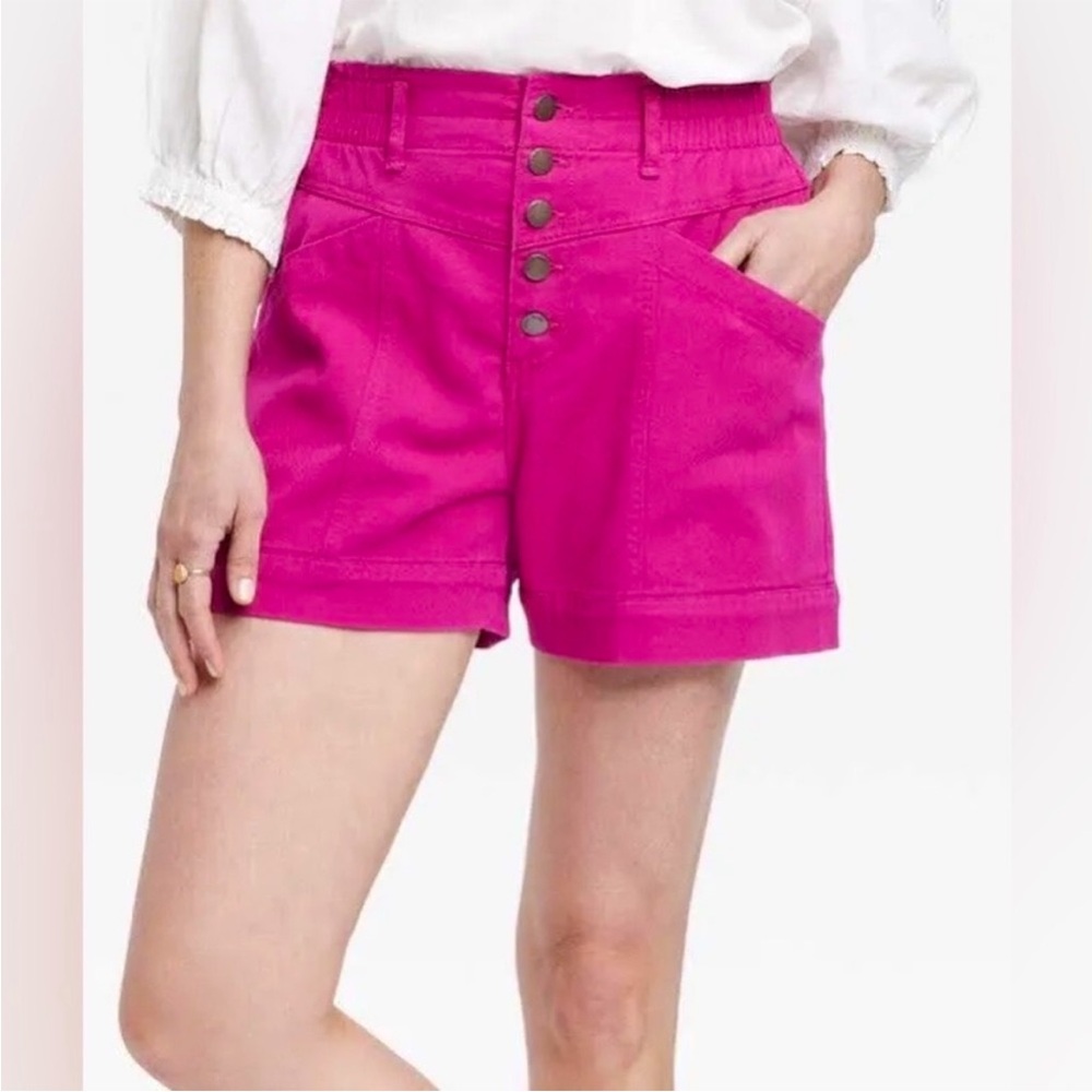 Knox Rose High-Waist Button Front Women's Traveling Shorts - Magenta